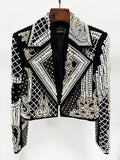 Luxury Pearl Beaded Women's Blazer Embellishments Wedding Prom Shawl Lapel Formal Party Suit Jacket