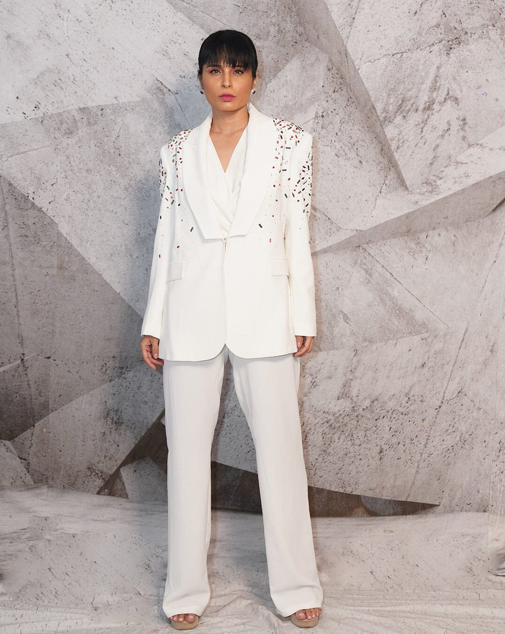 The Colourful Ivory Blazer Set