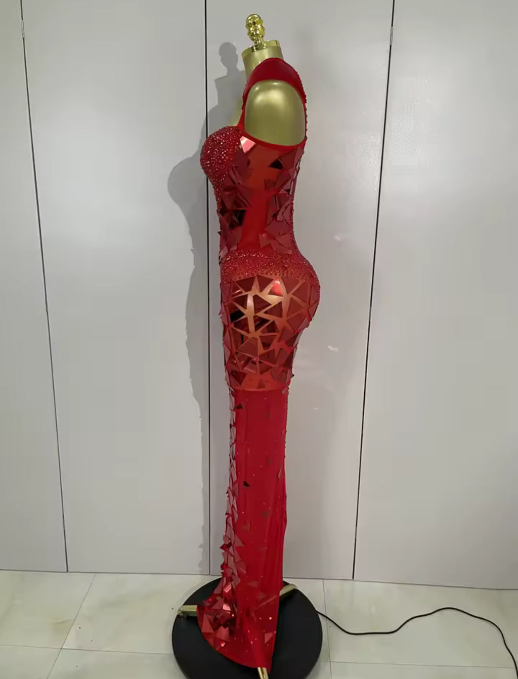 Glitter Mirror Sequins Red Corset Dres