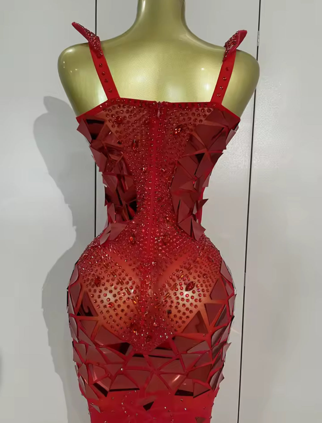 Glitter Mirror Sequins Red Corset Dres
