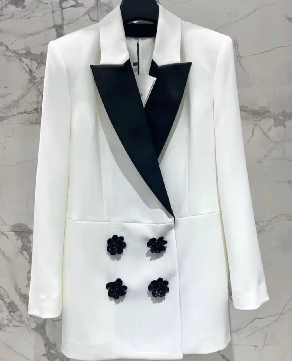 Ivory Bloom Splicing Blazer