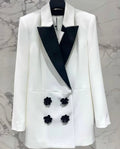 Ivory Bloom Splicing Blazer