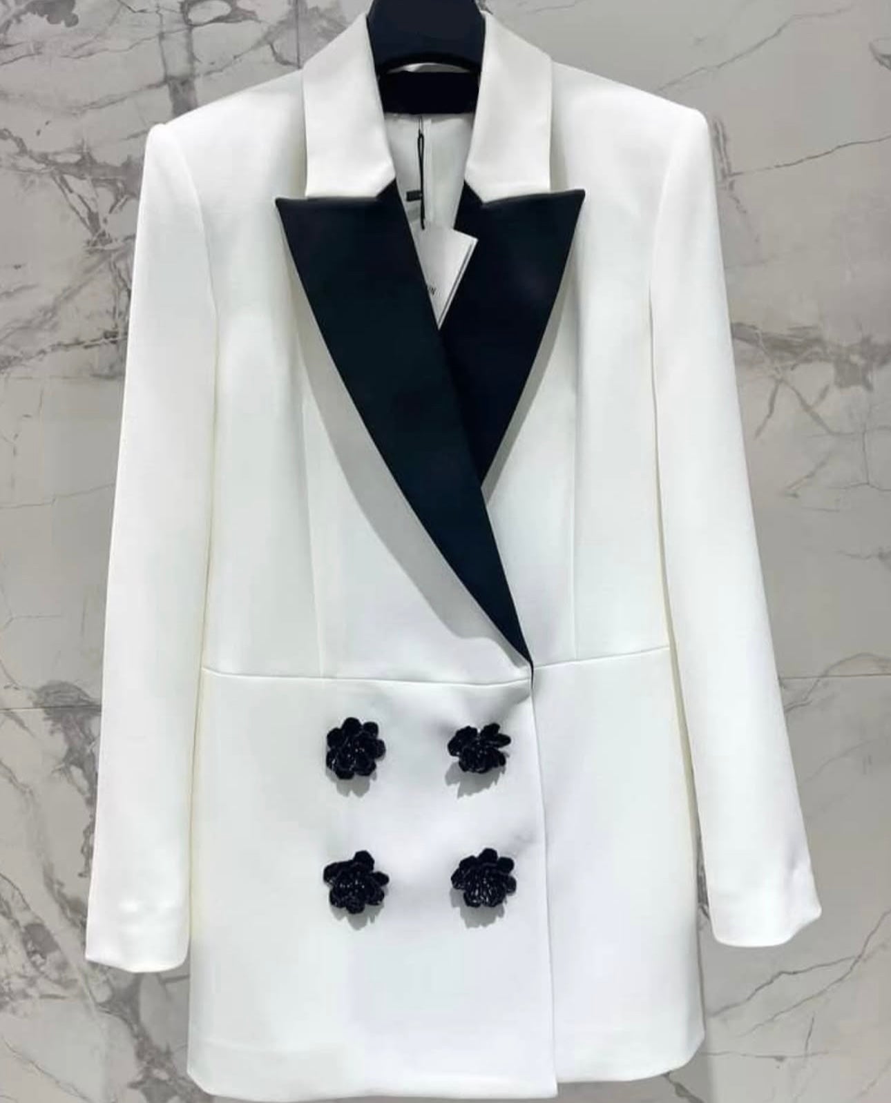 Ivory Bloom Splicing Blazer