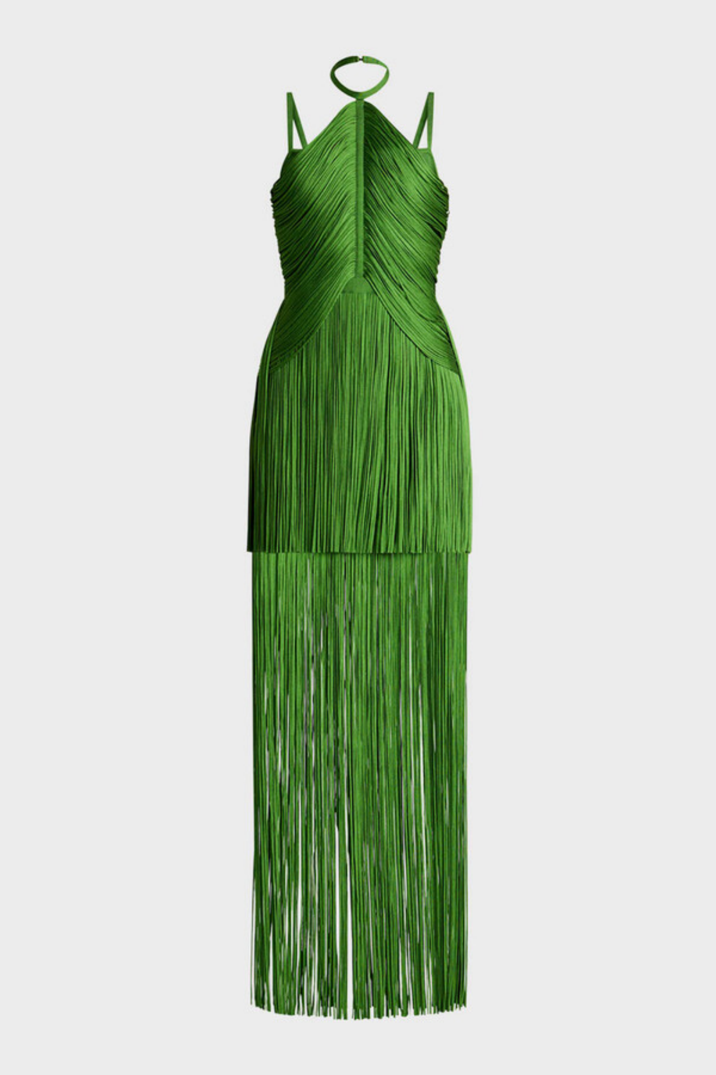 Doly Halter Fringed Maxi Bandage Dress