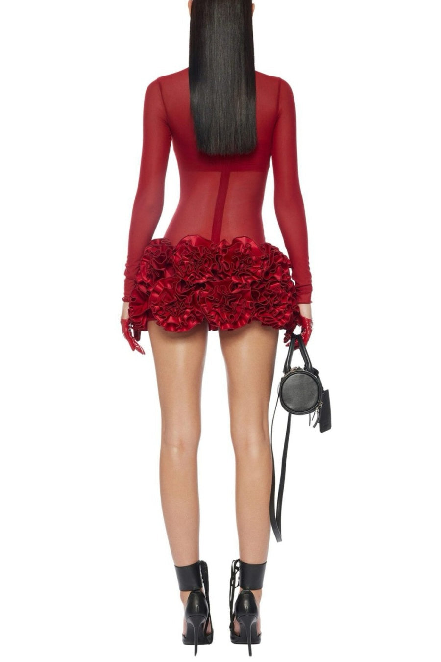 Fionna Floral Mesh Long Sleeve Mini Dress