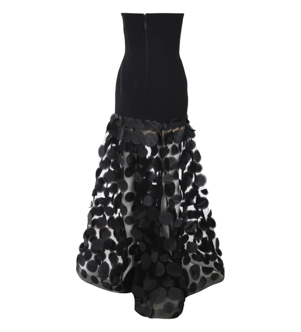 Irene Strapless Sheer Tulle Maxi Dress