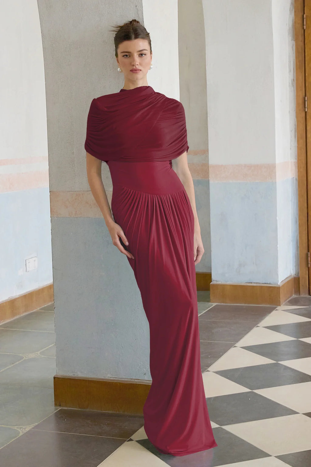 Catherine asymmetrical pleated maxi dress
