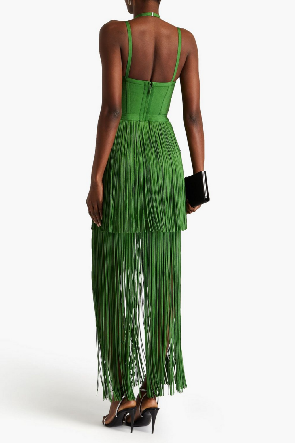 Doly Halter Fringed Maxi Bandage Dress