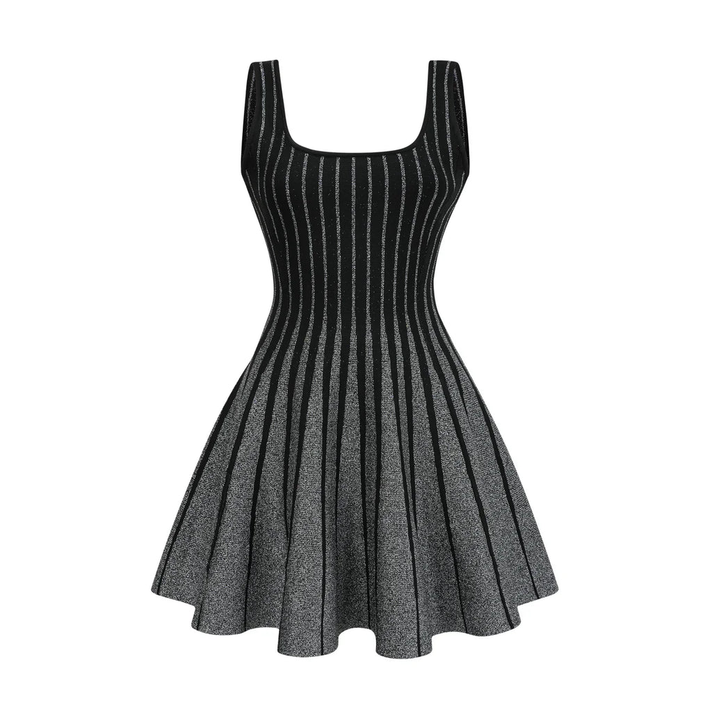 Anouk black glittered flared mini dress
