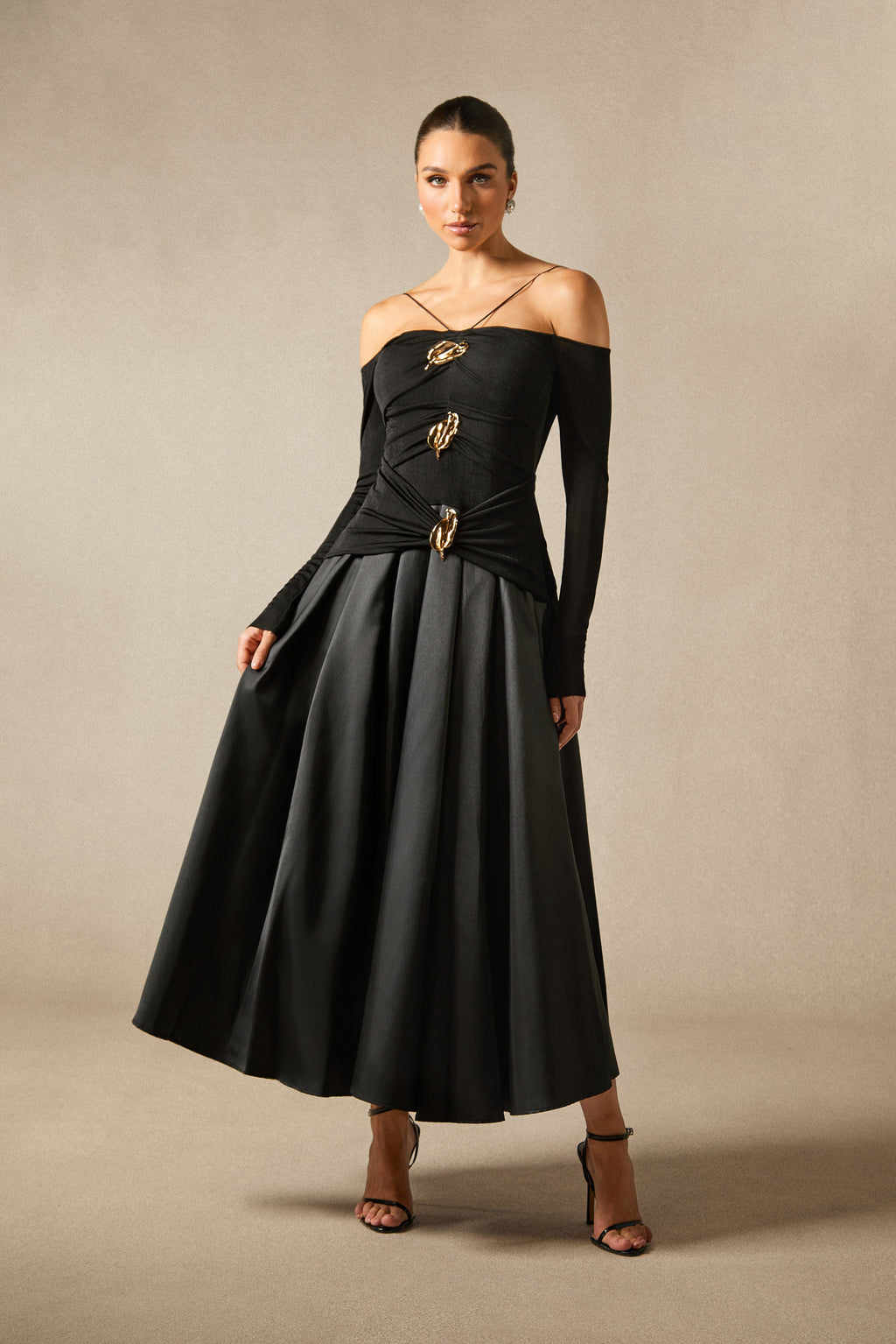 Katherine Off Shoulder Spaghetti Strap Maxi Dress