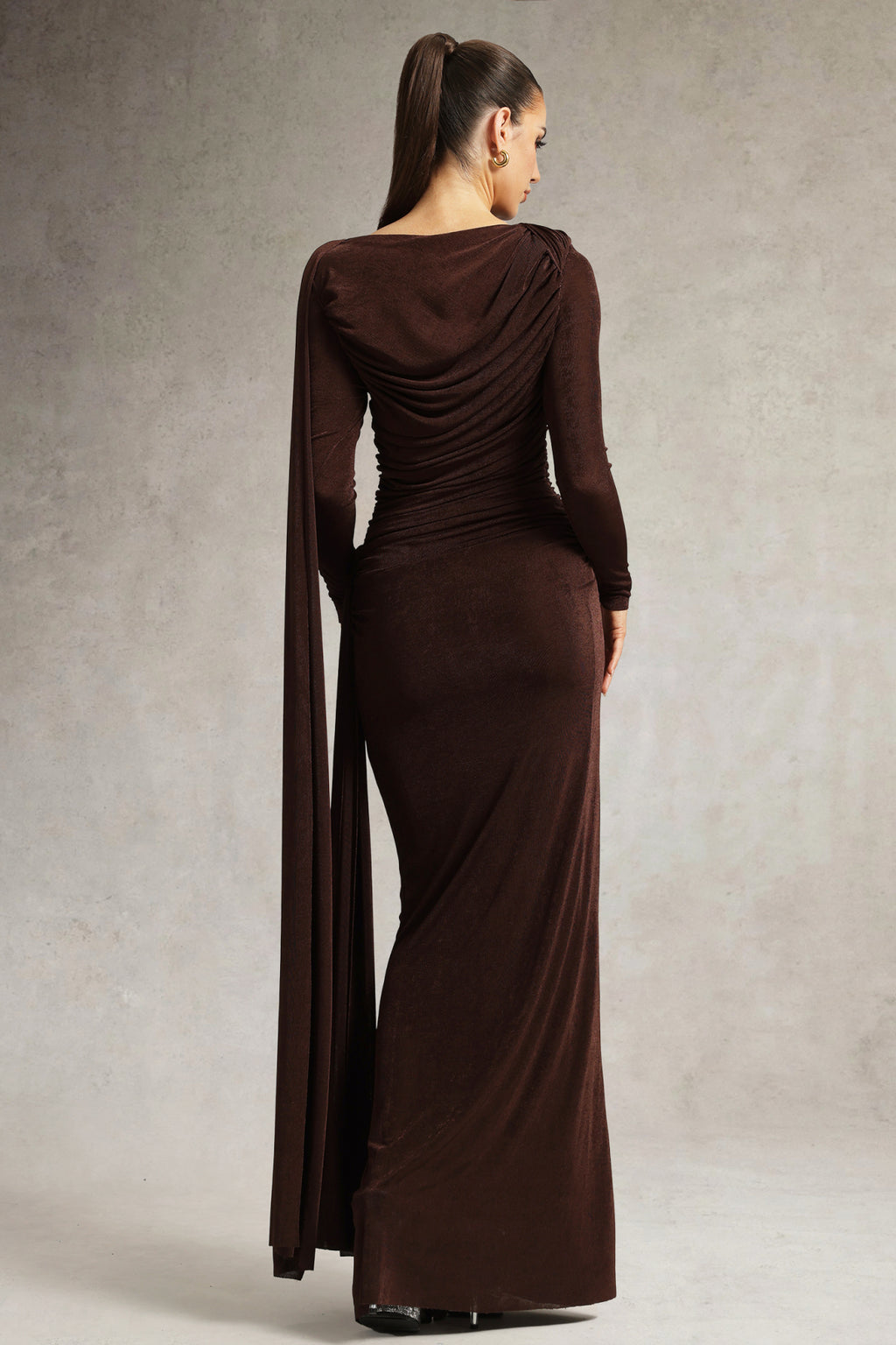 Hanayo Ruched Long Sleeve Maxi Dress