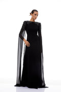 Yseult Black Embellished Maxi Gown