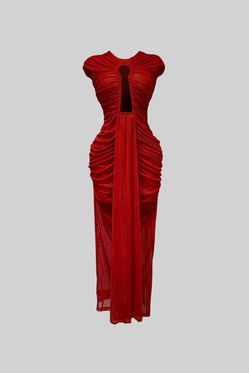DRAPED CUT-OUT GOWN WITH GATHERED DETAILING