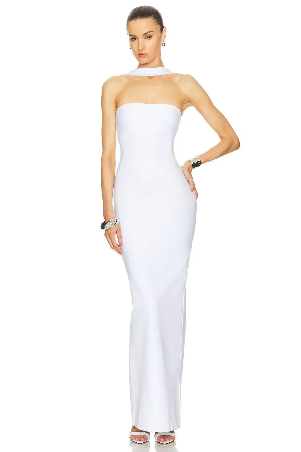 Sexy Halter Sleeveless Hip Wrap Ankle Lenght Bandage Dress Graceful Woman Party Dress Cocktail Party Vestido