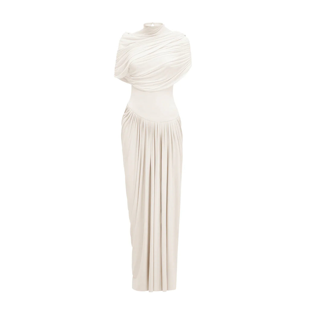 Catherine asymmetrical pleated maxi dress