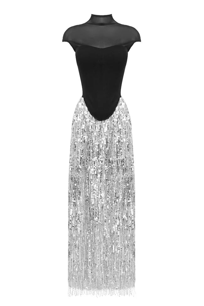 Kaaya | 2 Piece Set Corset Top Maxi Fringe Sequin Skirt