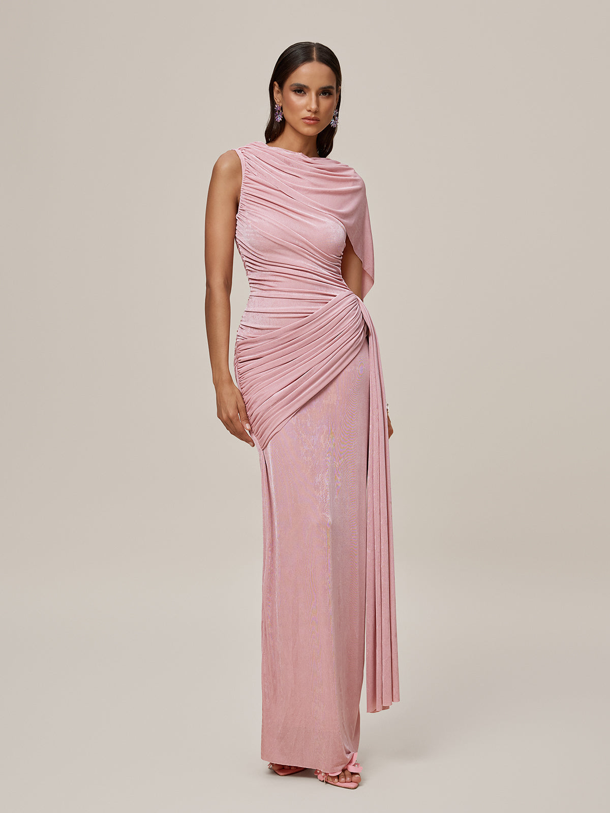 Oratilwe Shawl Ruched Draped Maxi Dress