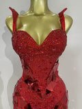 Glitter Mirror Sequins Red Corset Dres