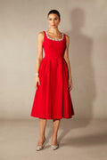 Anita Crystal Embellished Sleeveless Midi Dress