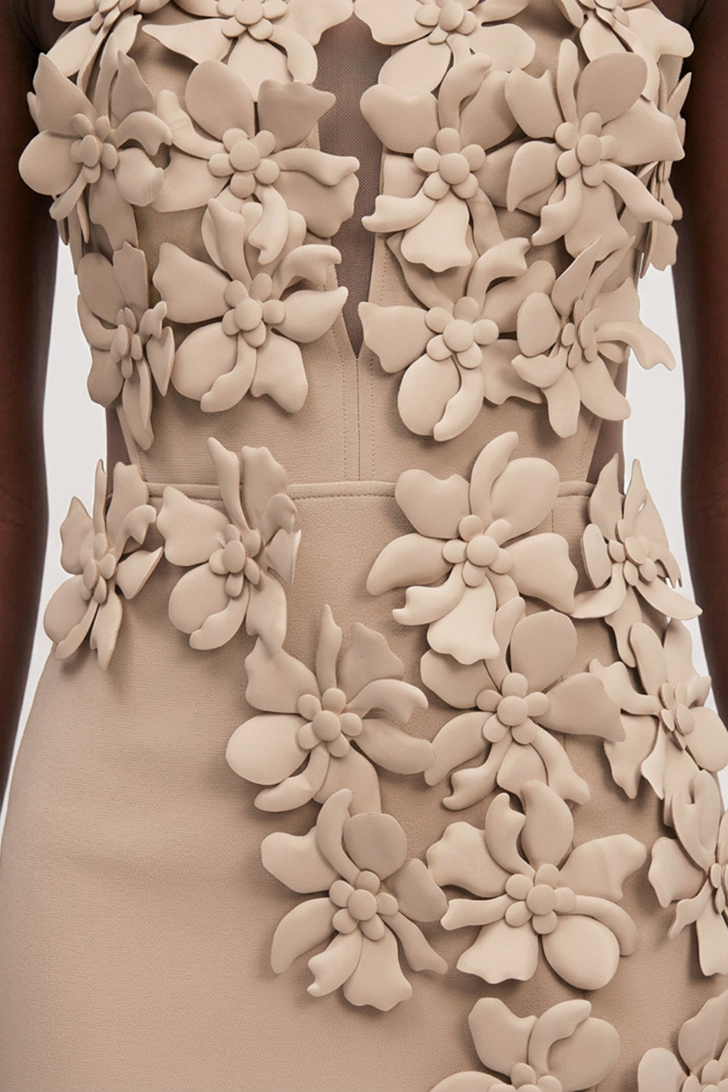 Kira Halter Neck Flower Split Maxi Dress In Apricot