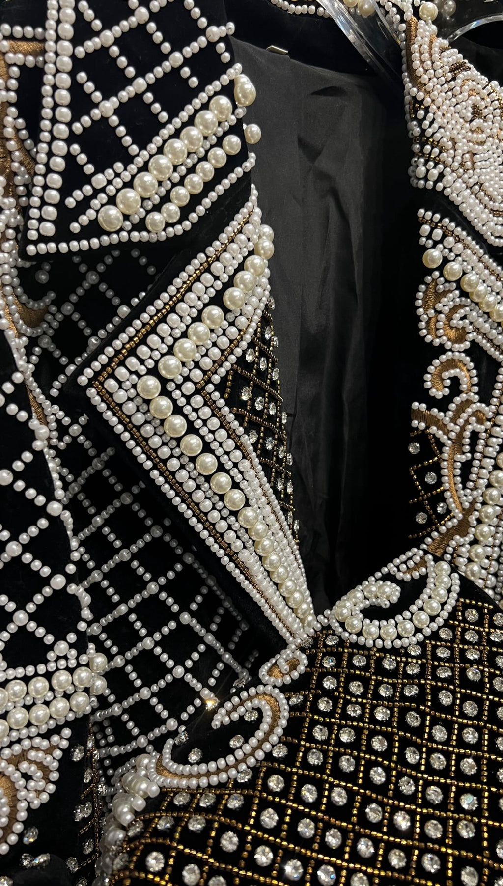 Luxury Pearl Beaded Women's Blazer Embellishments Wedding Prom Shawl Lapel Formal Party Suit Jacket