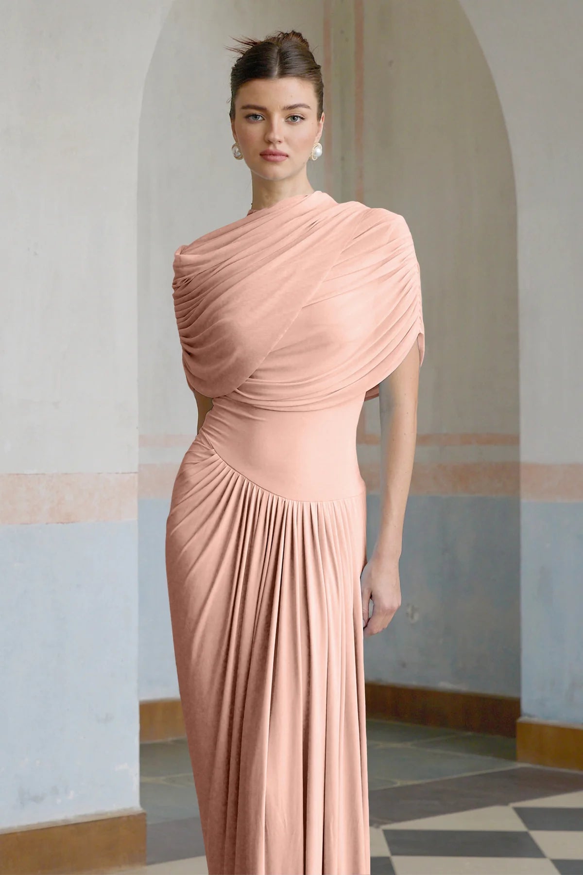 Catherine asymmetrical pleated maxi dress