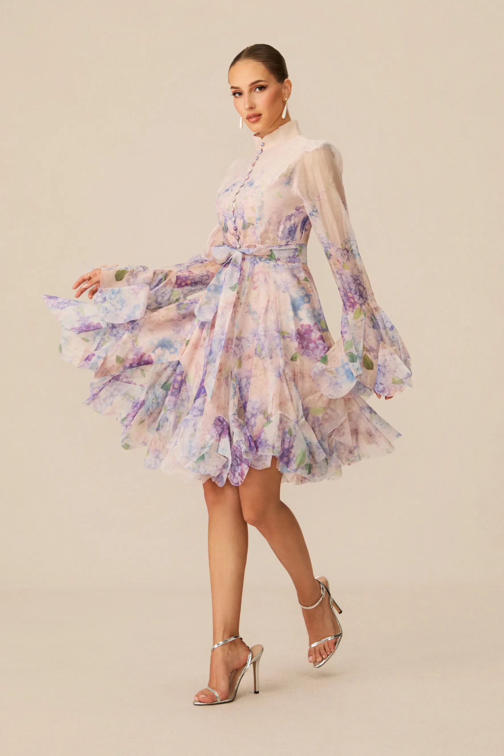 Lana Floral Print Flared Mini Dress