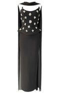 Strapless Crystal Peplum Maxi Dress Black