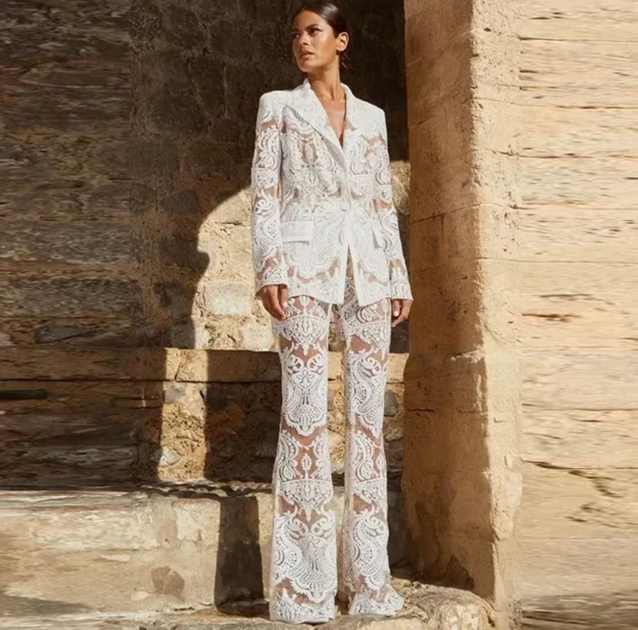 Lace Blazer And Pants