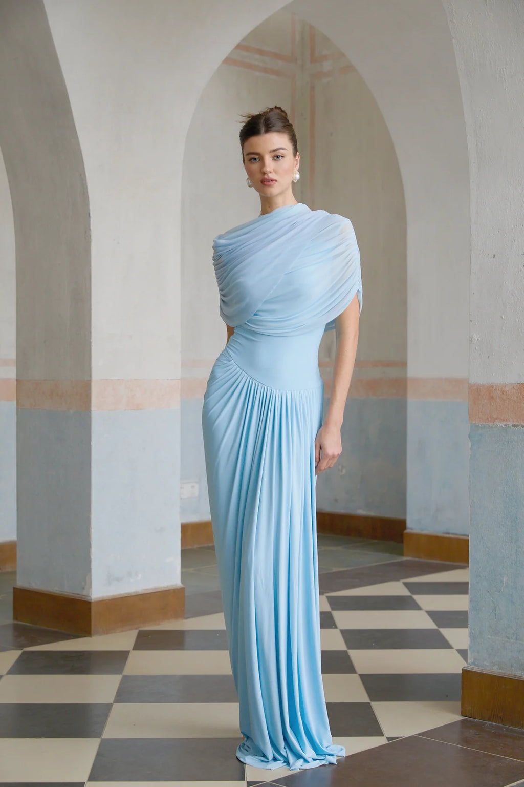 Catherine asymmetrical pleated maxi dress