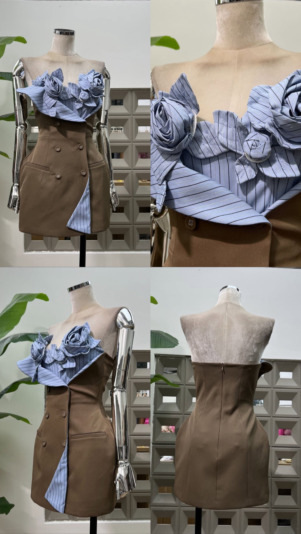 KEIRA TONG • Brown Petal Bustier Mini Dress