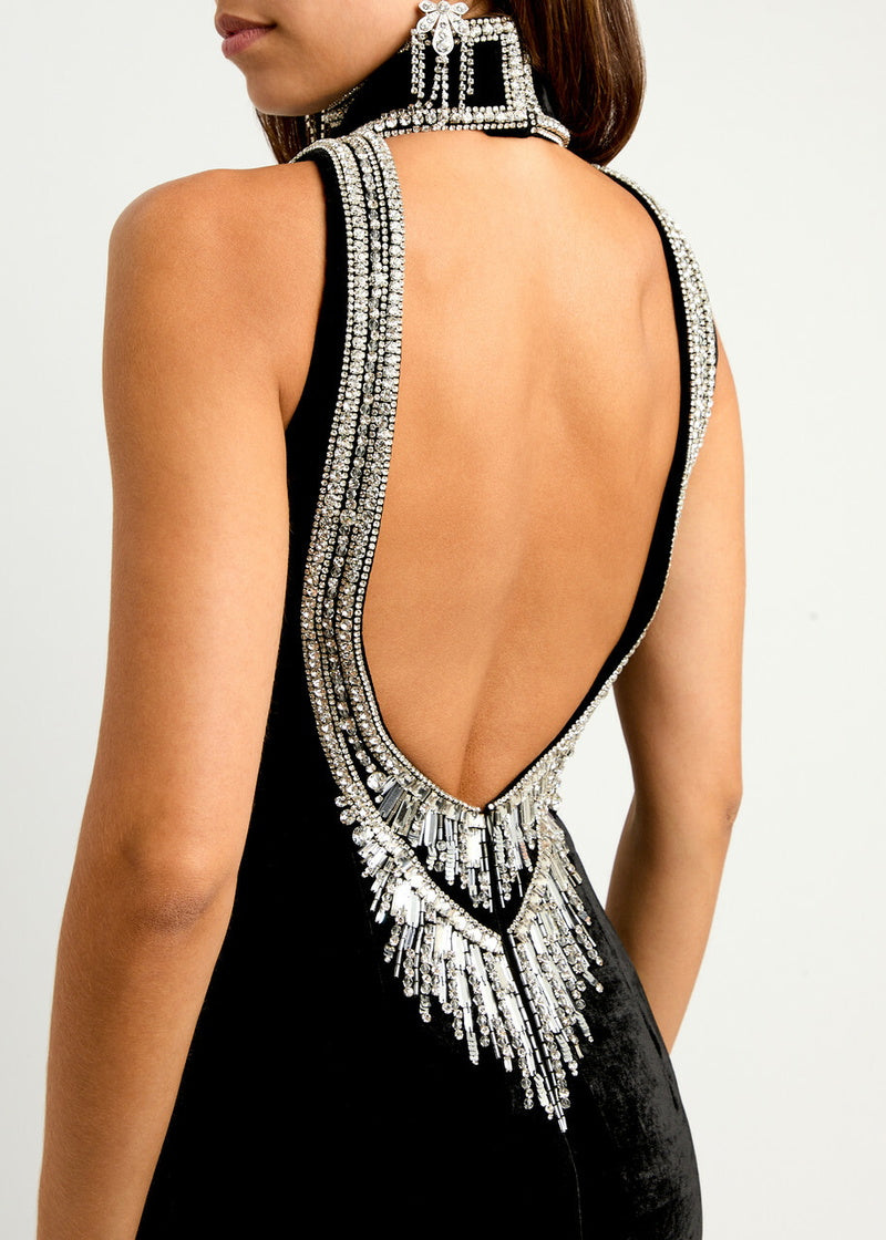 Velvet Embroidered Maxi Dress