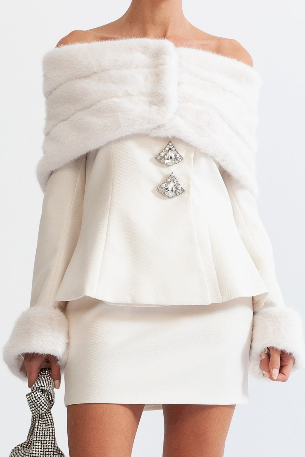 MANETTE Off The Shoulder Co-Ord with Faux Fur