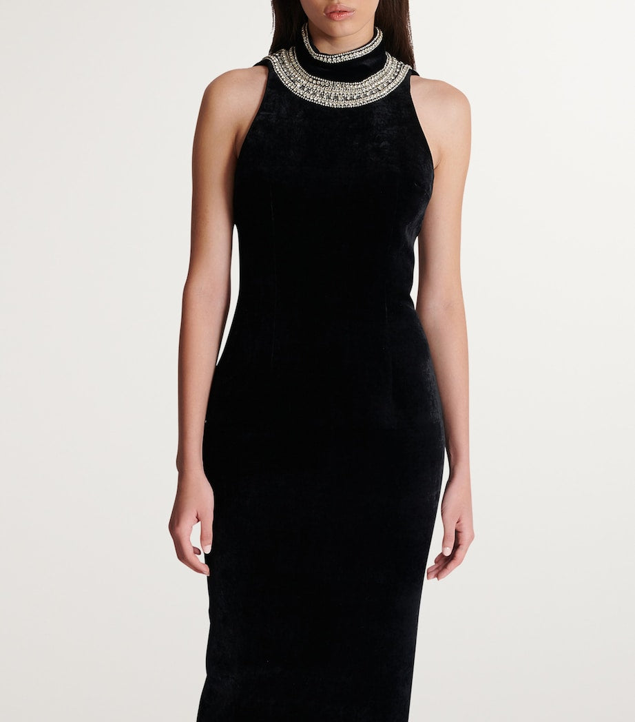 Velvet Embroidered Maxi Dress