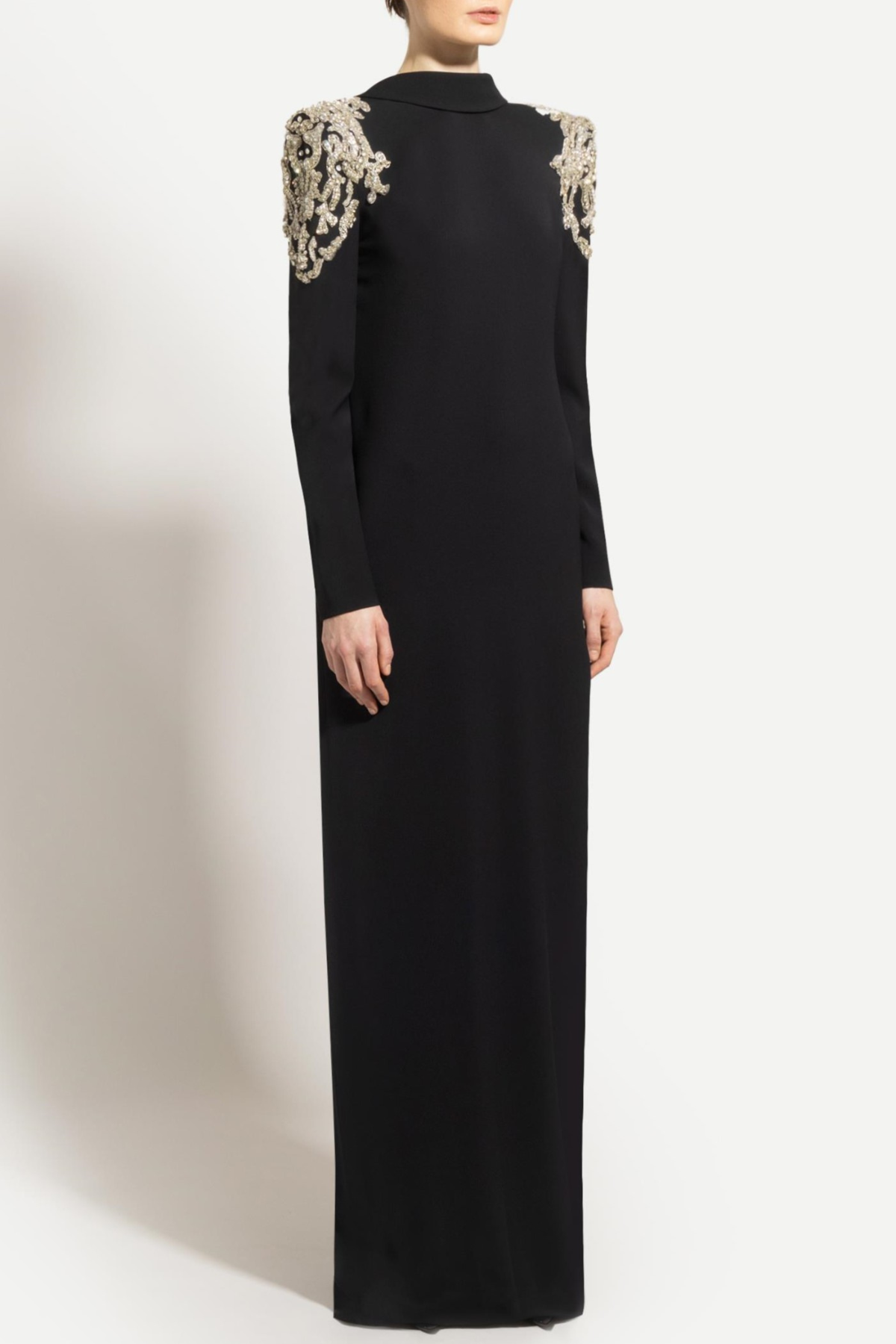 Lidia Black Open Back Embellished Maxi Dress