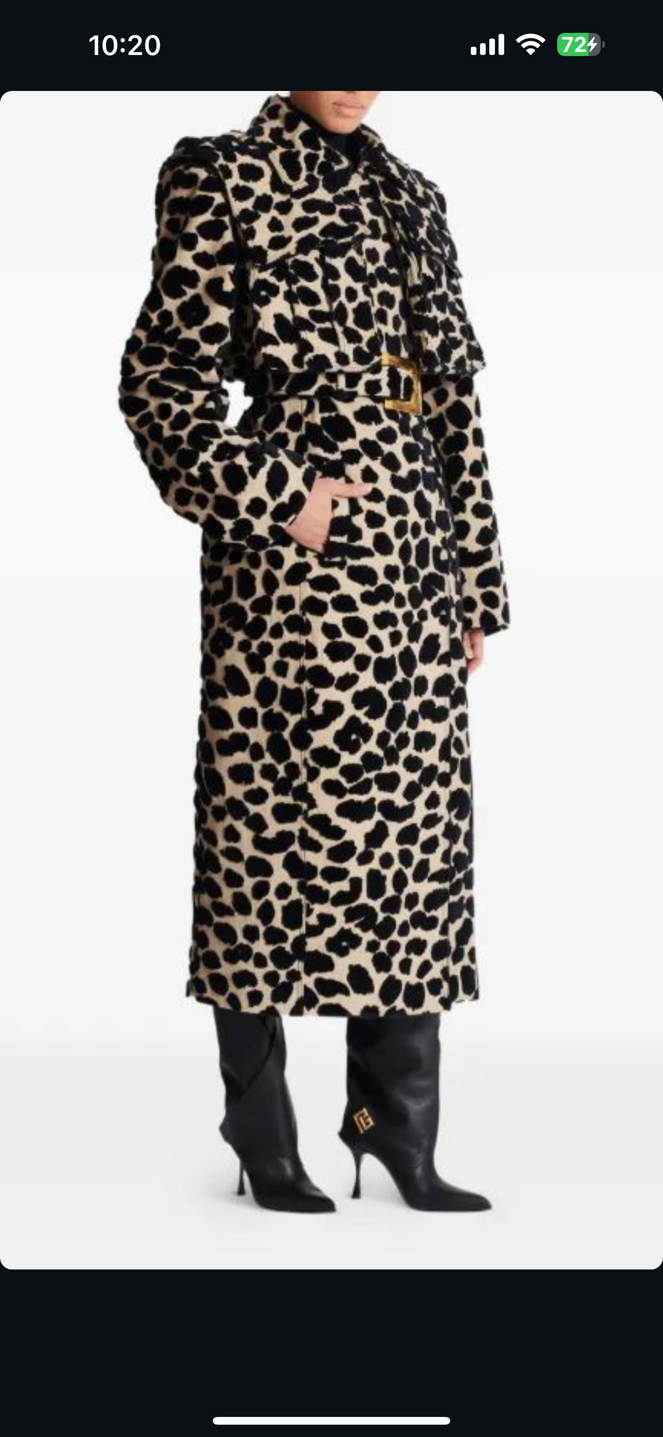 Animal Print Trench Coat Black White