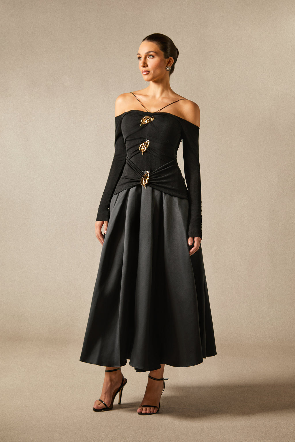 Katherine Off Shoulder Spaghetti Strap Maxi Dress