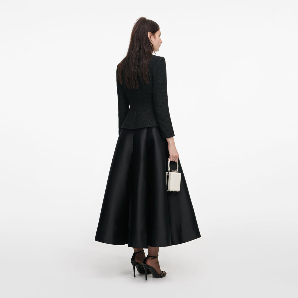 Tailored bouclé and taffeta midi dress