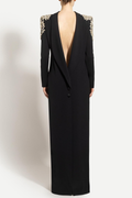 Lidia Black Open Back Embellished Maxi Dress