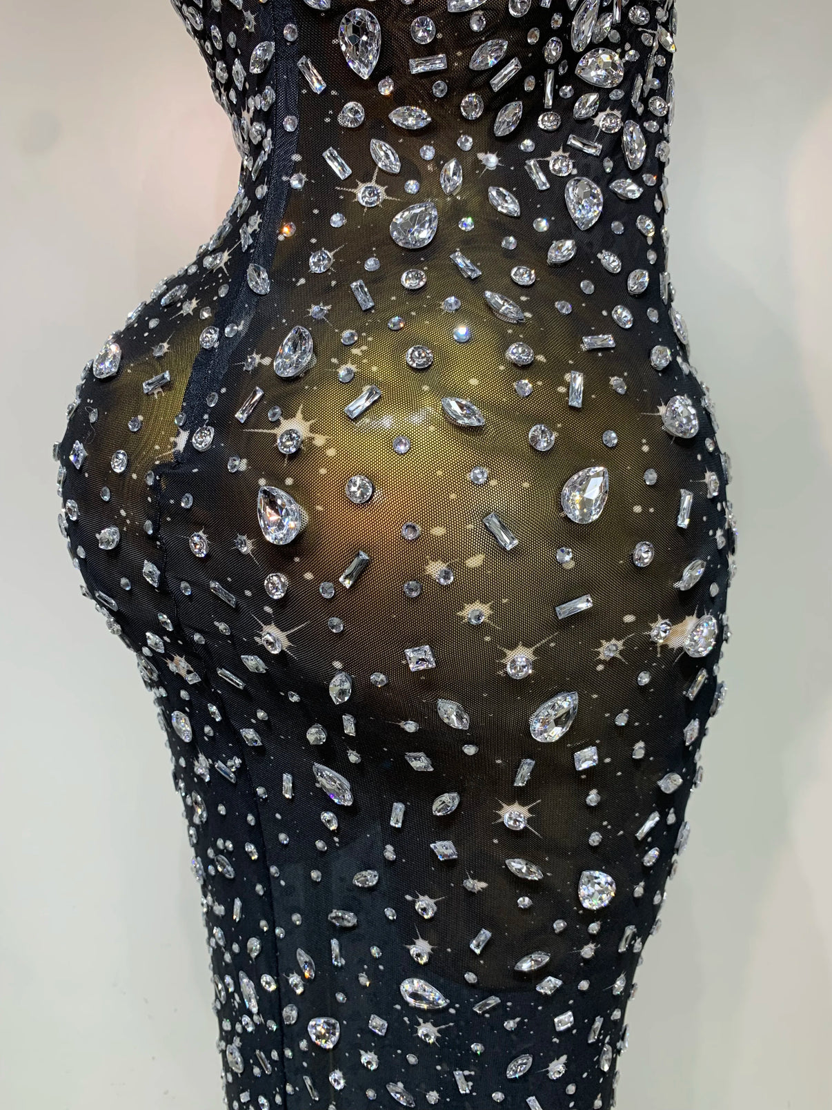 Sexy Sleeveless Rhinestone Bodycon Maxi Long Dress