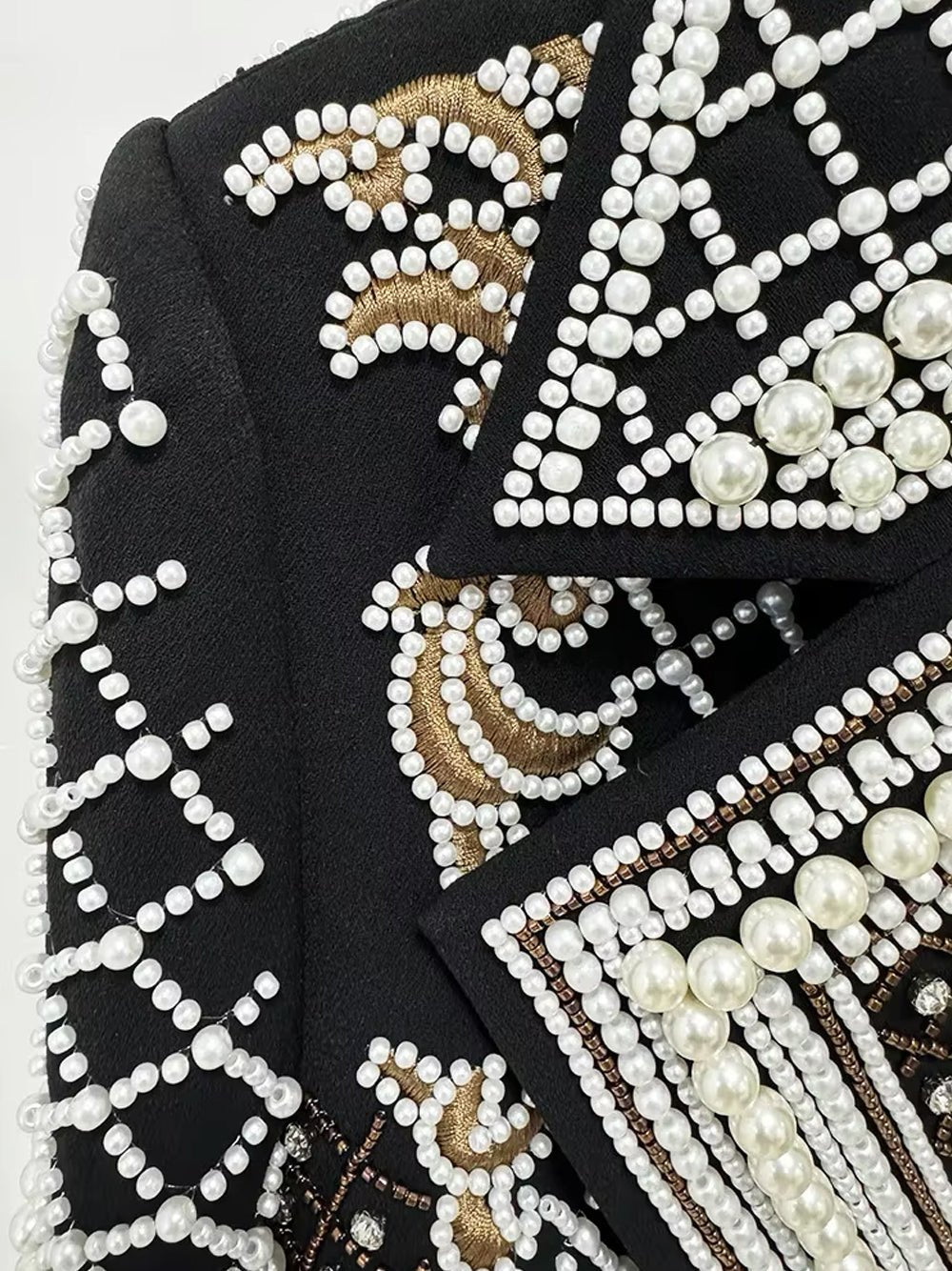 Luxury Pearl Beaded Women's Blazer Embellishments Wedding Prom Shawl Lapel Formal Party Suit Jacket