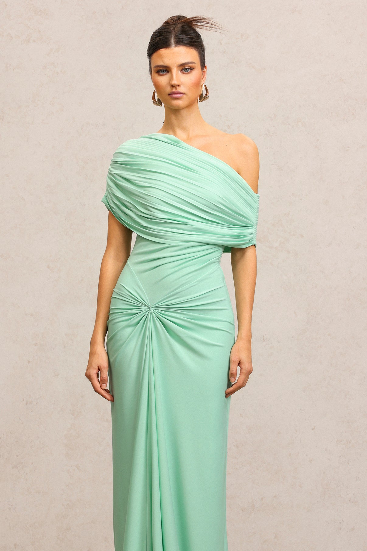 Venia Sleeveless Folds Maxi Dress
