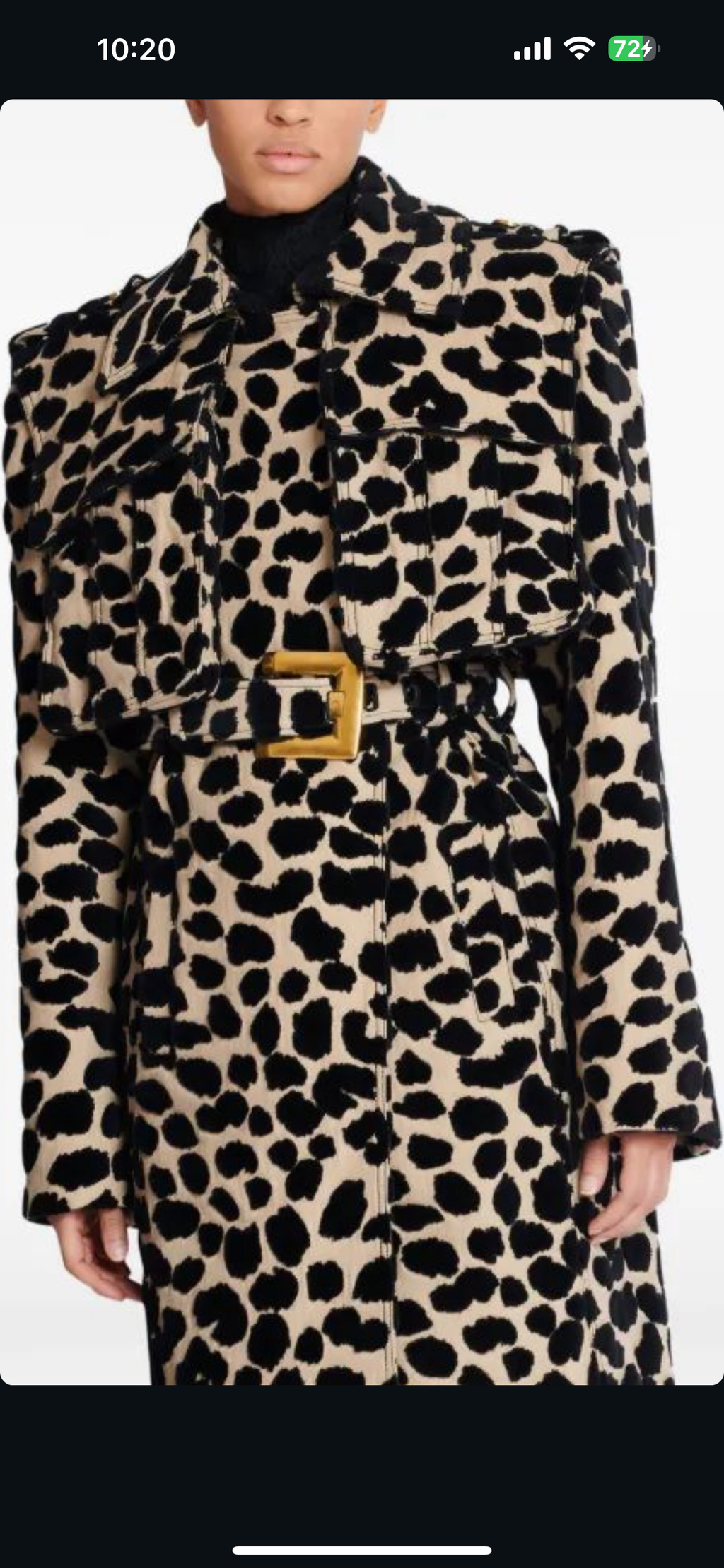 Animal Print Trench Coat Black White
