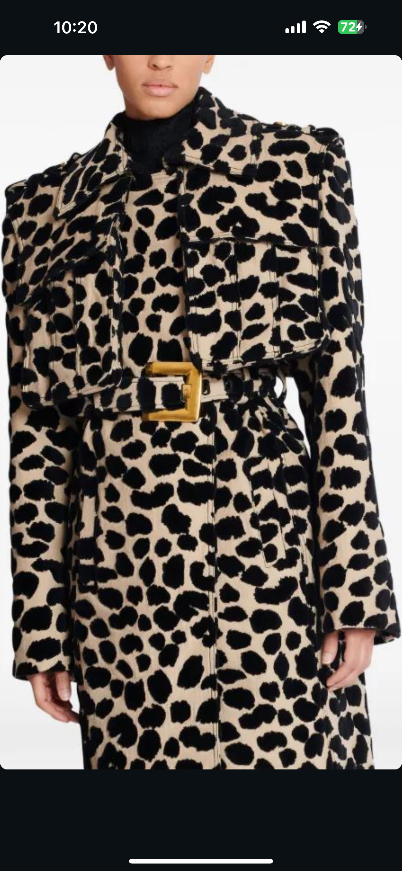 Animal Print Trench Coat Black White