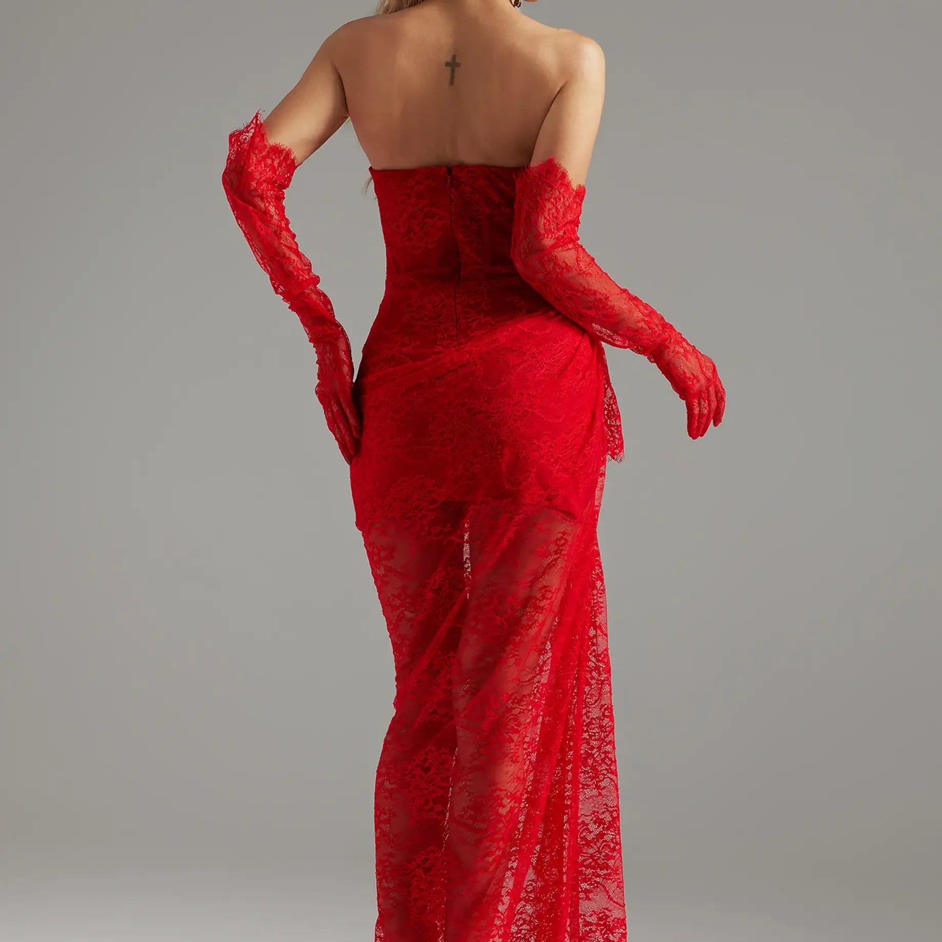 Bella Lace Strapless Maxi Dress