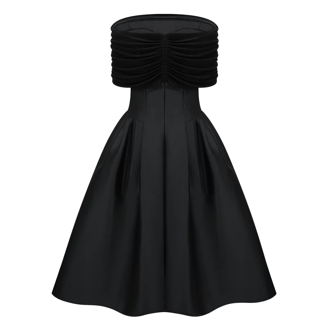 Ainara Black Off Shoulder Polished Midi Dress