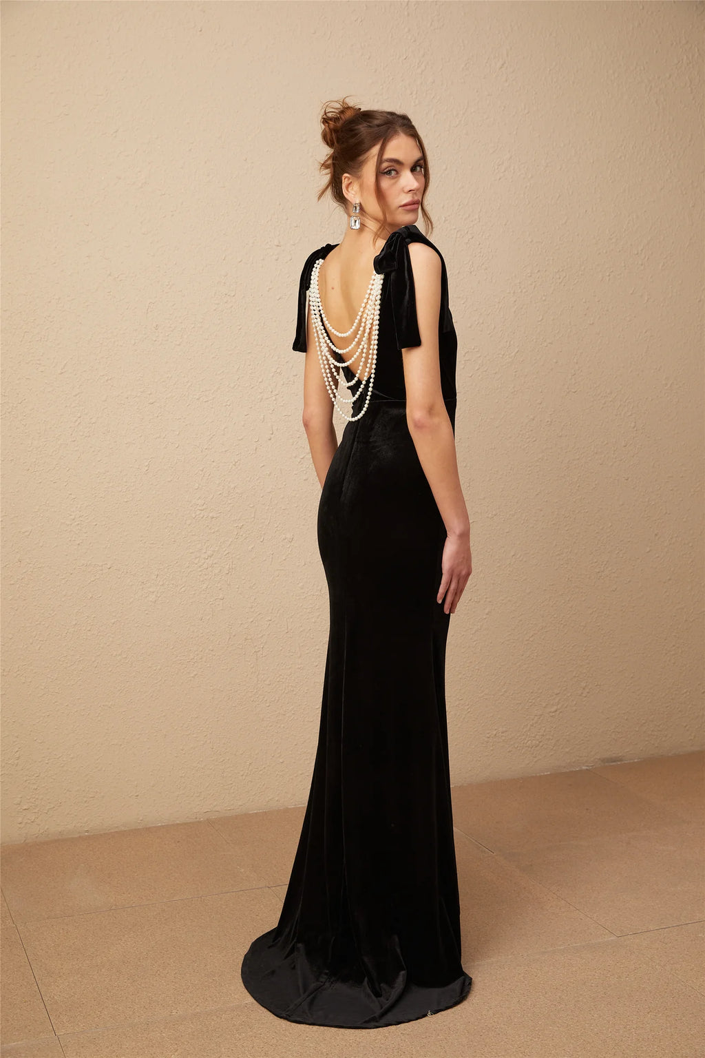 Audrey Embellished Velvet Open-Back Maxi Dress