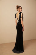 Audrey Embellished Velvet Open-Back Maxi Dress