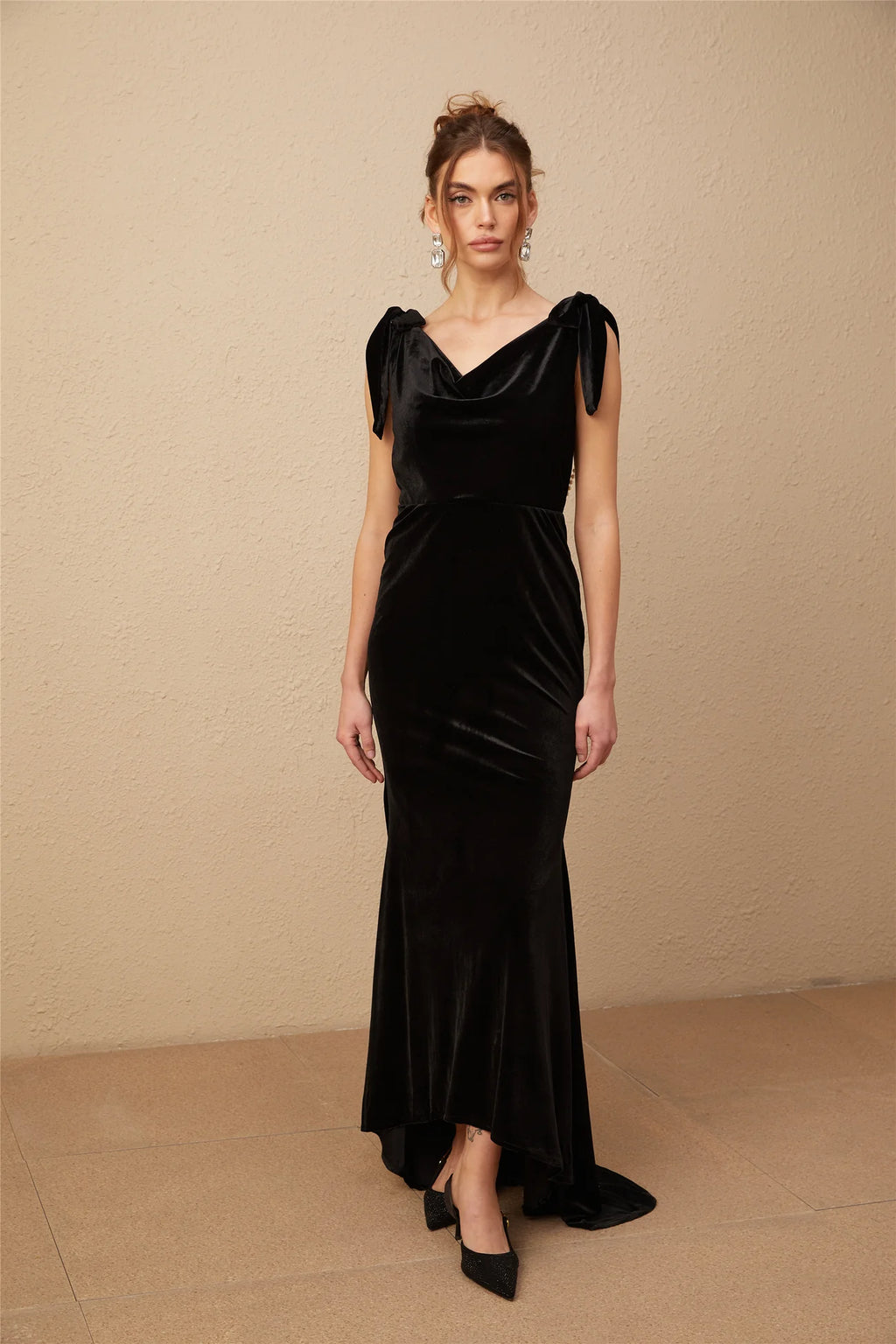 Audrey Embellished Velvet Open-Back Maxi Dress