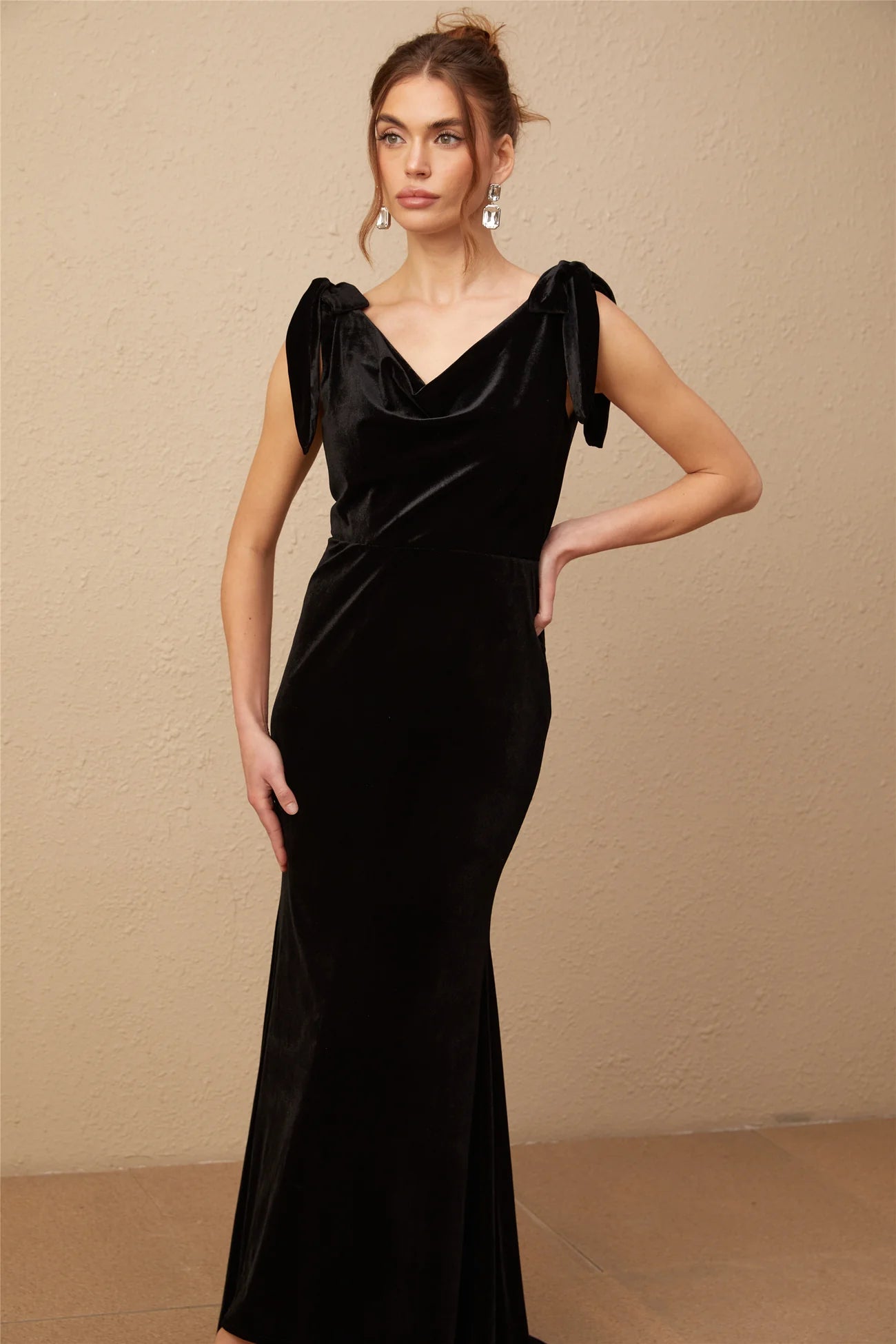 Audrey Embellished Velvet Open-Back Maxi Dress